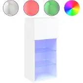 vidaXL TV-Schrank mit LED-Leuchten Weiß 40,5x30x90 cm