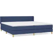 vidaXL Boxspringbett mit Matratze Blau 200x200 cm Stoff