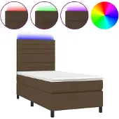 vidaXL Boxspringbett mit Matratze & LED Dunkelbraun 90x200 cm Stoff