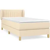 vidaXL Boxspringbett mit Matratze Creme 100x200 cm Stoff