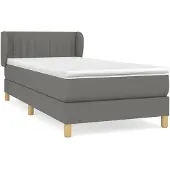 vidaXL Boxspringbett mit Matratze Dunkelgrau 90x190 cm Stoff