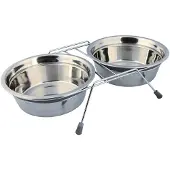 Trixie Double Stainless Steel Anti-vibration Feeder 13 Cm Bowl Silber 0.45 L