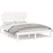 vidaXL Massivholzbett Weiß 140x190 cm