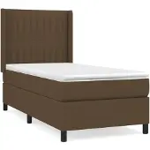 vidaXL Boxspringbett mit Matratze Dunkelbraun 90x200 cm Stoff
