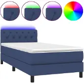 vidaXL Boxspringbett mit Matratze & LED Blau 80x200 cm Stoff