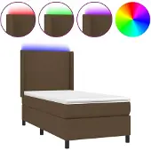 vidaXL Boxspringbett mit Matratze & LED Dunkelbraun 80x200 cm Stoff