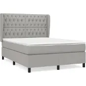vidaXL Boxspringbett mit Matratze Hellgrau 140x200 cm Stoff