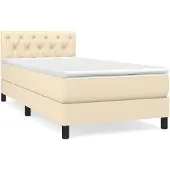 vidaXL Boxspringbett mit Matratze Creme 80x200 cm Stoff