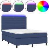 vidaXL Boxspringbett mit Matratze & LED Blau 140x190 cm Stoff
