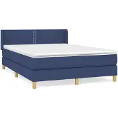 vidaXL Boxspringbett mit Matratze Blau 140x200 cm Stoff