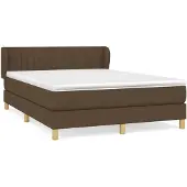 vidaXL Boxspringbett mit Matratze Dunkelbraun 140x190 cm Stoff