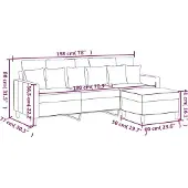 vidaXL 3-Sitzer-Sofa mit Hocker Rosa 180 cm Samt