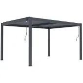Fornorth Pergola Lounge aus Aluminium mit 6mm PC-Panels, 300cm Länge, 395cm Breite, 250cm Höhe, Dunkelgrau