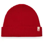 Scotch & Soda Blend Rib-Knit Beanie Ruby