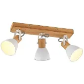 LINDBY Deckenspot Merela, weiß, 45 cm, 3-flammig, Holz, E14 Merela , dimmbar, Holz hell, für Wohn- / Esszimmer, Holz, Skandinavisch, Strahler