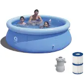 Enero Aufblasbarer Ringpool Schwimmbadset, Durchmesser 240 cm und Höhe 63 cm, mit Luftreiniger