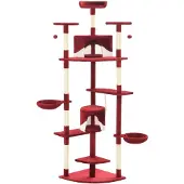 vidaXL Katzen-Kratzbaum mit Sisal-Kratzsäulen 203 cm Rot und Weiß