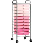 vidaXL Schubladenwagen mit 10 Schubladen Ombre Rosa Kunststoff