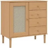 vidaXL Sideboard SENJA Rattan-Optik Braun 80x40x80 cm Kiefernholz
