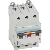 Legrand 409730 DX3 Leitungsschutzschalter B-Charakteristik, 20A, 3-polig, 25kA, 400VAC, 3TE