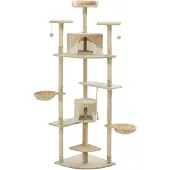vidaXL Katzen-Kratzbaum Sisal 203 cm Beige und Weiß