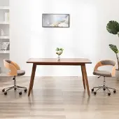 The Living Store Drehbarer Bürostuhl Taupe Bugholz und Stoff