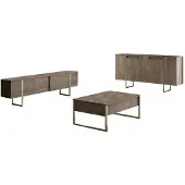 Skye Decor , Luxe - Walnut, Gold, Wohnzimmermöbel-Set, 100 % MELAMINBESCHICHTETE SPANPLATTEN, Nussbaum, 160 x 35 x 80 cm