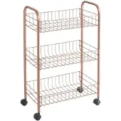 Metaltex 344403000 Lugano Allzweckwagen mit 3 Etagen Polytherm Copper / Rollregal, Höhe 63 cm