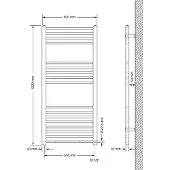 LuxeBath Badheizkörper Sahara, 600x1200 mm, Anthrazit, gerade mit Seitenanschluss, ohne Heizstab