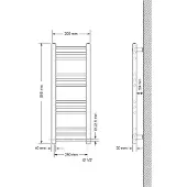 LuxeBath Badheizkörper Sahara, 300x800 mm, Anthrazit, gerade mit Seitenanschluss, ohne Heizstab