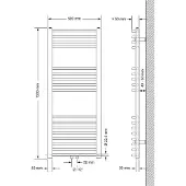 LuxeBath Badheizkörper Sahara, 500x1200 mm, Weiß, gebogen mit Mittelanschluss, ohne Heizstab