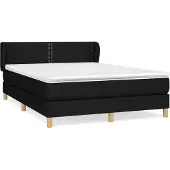 vidaXL Boxspringbett mit Matratze Schwarz 140x200 cm Stoff