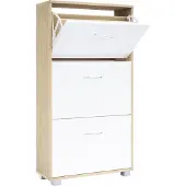 Casaria Schoenenkast Eiken-Wit 115x60x24cm 3 Kleppen