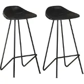 vidaXL Barhocker 2 Stk. Schwarz Echtleder