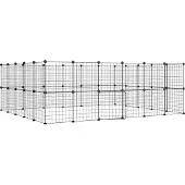 vidaXL 44-tlg. Haustierkäfig mit Tür Schwarz 210x175x70 cm Stahl