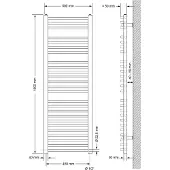 LuxeBath Badheizkörper Sahara, 500x1500 mm, Chrome, gebogen mit Seitenanschluss, ohne Heizstab