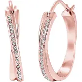 Elli Paar Creolen "Ohrringe Creole Verschlungen Kristall 925 Silber" Gr. 26, rosa (rosegold), Ohrringe, Damen, 26,mit Stein, Silber 925 (Sterlingsilber), Paar Creolen