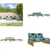 vidaXL 5-tlg. Garten-Lounge-Set mit Kissen Imprägniertes Kiefernholz