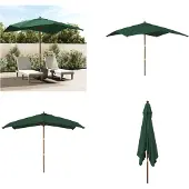 vidaXL Sonnenschirm mit Holzmast Grün 300x300x273 cm