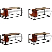 vidaXL Couchtisch mit Zeitschriftenhalter aus Echtleder 110x50x45 cm