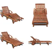 vidaXL Sonnenliege Massivholz Akazie - Gartenliege - Gartenliegen - Sonnenliege - Sonnenliegen