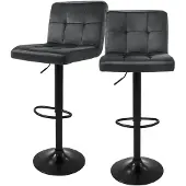 ML-Design | 2er-Set Barhocker Abigail Samt Grijs Fluweel 45x112x50 cm | NADUVI
