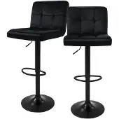 ML-Design | Set mit 2 Barhockern Abigail Samt Zwart Fluweel 45x112x50 cm | NADUVI