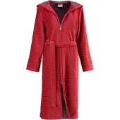 Cawö Bademantel 1492 Kapuze & Reißverschluss Rot Damen-38