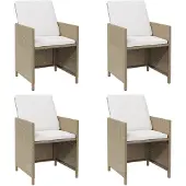 vidaXL Gartenstühle mit Kissen 4 Stk. Poly Rattan Beige
