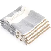 Libeco Gästehandtuch The Belgian Towel Ash Stripe Linnen (6er Set)