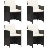 vidaXL Gartenstühle 4 Stk. Poly Rattan Schwarz