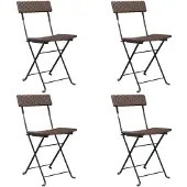 vidaXL Bistrostühle 4 Stk. Klappbar Braun Poly Rattan und Stahl