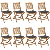 vidaXL Klappbare Gartenstühle 8 Stk. mit Kissen Massivholz Akazie