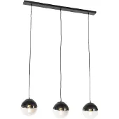QAZQA Retro-Hängelampe schwarz mit klarem Glas, länglich, 3-flammig – Eclipse
